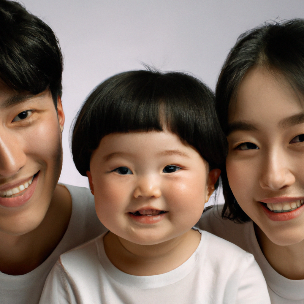 화이트 스튜디오 가족 사진, 아이의 웃음, 따뜻한 무드