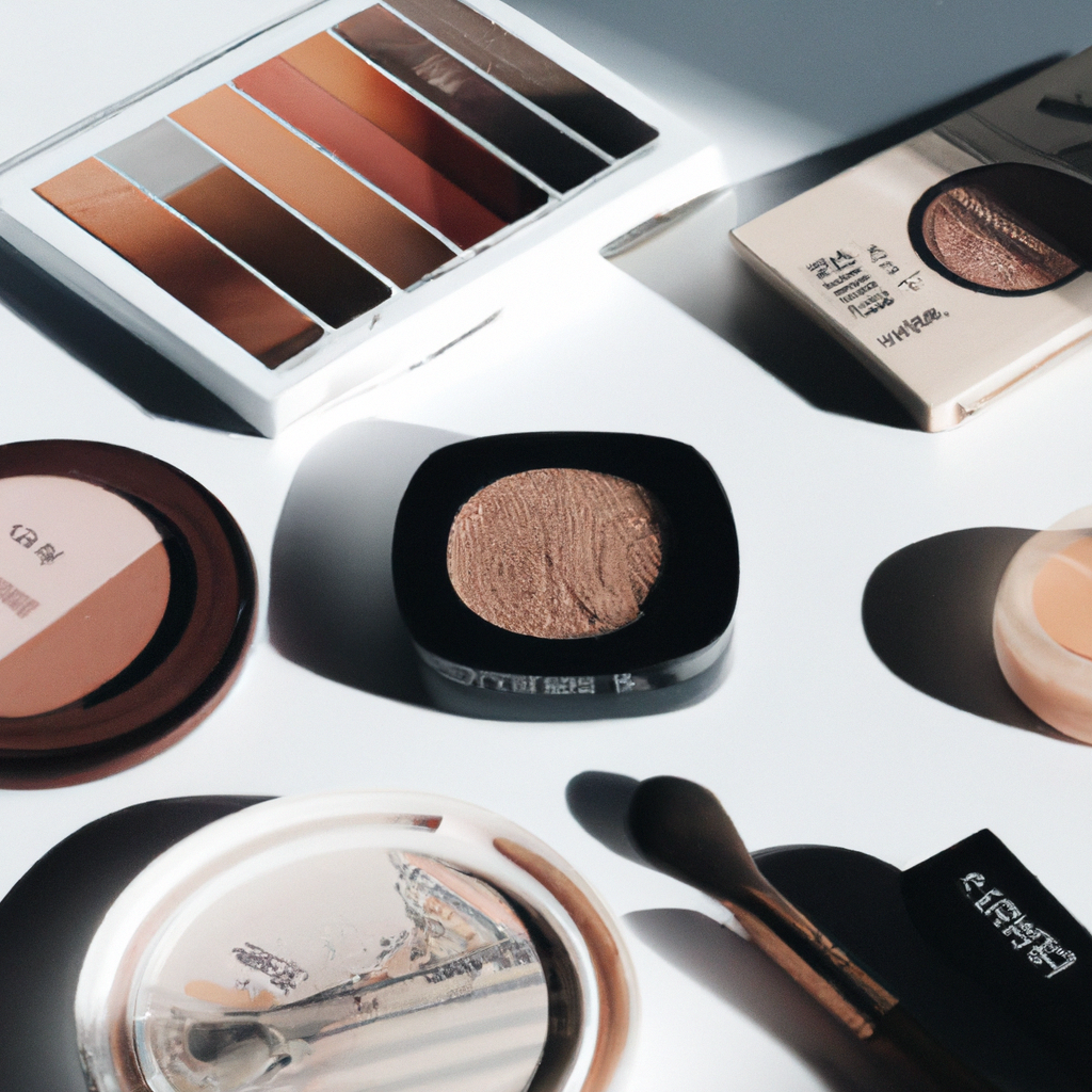 미니멀 제품 플랫레이, 화장품, 소프트 섀도우, 한국 브랜드